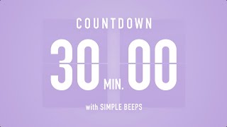 30 Minute Countdown Timer ⏳ Flip Clock with Bell Alerts 💜🔔