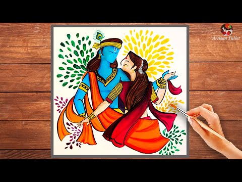 Radha Krishna abstract painting | Krishna Painting Step by Step for Beginners| Easy Krishna Painting
