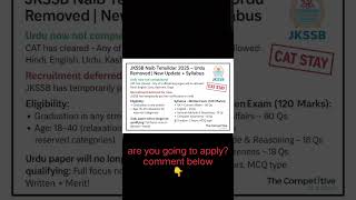 JKSSB NAIB TEHSILDAR 2025 - Urdu clause removed | Eligibility & syllabus Update #JKSSB #NaibTehsilda