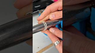 Made a Cuban chain ring with jump rings & a blue gemstone 💙✨ #cubanchain #jewelrymaking #chainring