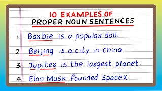 10 Proper Noun Sentences | Examples of Proper Noun Sentences | Sentences with Proper Noun