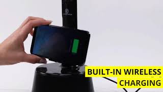 LumiCharge- T2W-LED Desk LAMP- WIreless Phone Charger ,Bluetooth Speaker and More