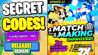 NEW CODES Volleyball  (Haikyuu) Legends ALL CODES SPINS! MONEY Roblox UPDATE 27 MATCHMAKING OVERHAUL