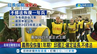 役期確定延長! 國防部長邱國正首度證實今年將提出延長役期報告 最快2023年底上路不修法! 民國95年次役男有望成首批族群│記者 程彥豪 嚴俊強│【LIVE大現場】20220323│三立新聞台