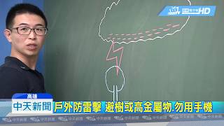 20180724中天新聞　雷雨天戶外防雷擊觸電　穿膠鞋、避電器