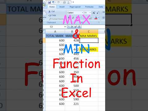 MAX & MIN Function In Excel 😂😀😰😨😱 #excel #excelformula