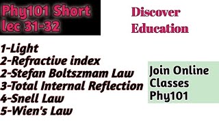 Phy101 Short Lec 31-32|preparation for final term|