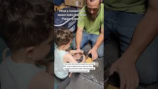 Woodshop fun: creating a bird feeder with papaw #homeschool #prek
