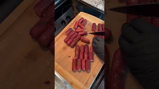 You NEED to try these…🔥 #bbq #burntends #smokingmeat #weekend #smoker #hotdogs #beefrecipe