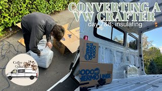 CONVERTING A VW CRAFTER | insulating with Dodomat | thermo lining and fleece | DAY 7 & 8