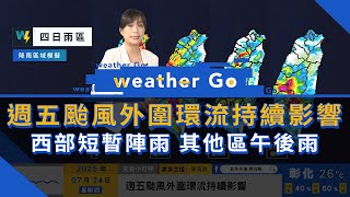 2025/07/24 週五颱風外圍環流持續影響 西部短暫陣雨其他區午後雨