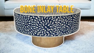A Closer Look at the Stunning Blue Bone Inlay Table #blueboneinlaytable #boneinlayfurniture