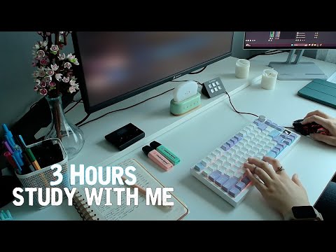 3 Hours Study With Me! | Rainy Day, 50/10 minutes Pomodoro