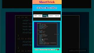 3D Hover Menu Effect Using HTML & CSS | Step-by-Step Tutorial #Coding #CSS #Shorts