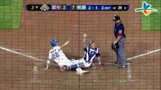20130614 CPBL 犀牛 V.S 猿 3下 劉家豪跑壘老師都說慢