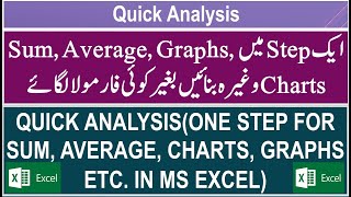 Quick Analysis tool in excel (Urdu / hindi)