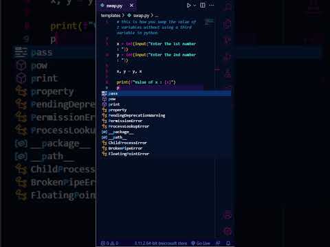 Swapping 2 numbers without 3rd variable | Python | Speed Codes #codingtutorials #python #coder