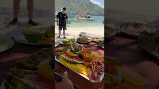 A fruit tray on the most beautiful beach in the world🏝️🍍.              #ocean #elnido #fruits
