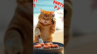 Adorable Cat kill The Dog | Cat & Dinasaor Party | #cat  #catvideos #eidmubarak #cute #ai #techtots