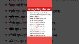 महत्त्वपूर्ण बिन्दु सिख धर्म #shortsvideo #shortsvideo #shortsvideo#shortsvideo #gkgsclass#uppolice