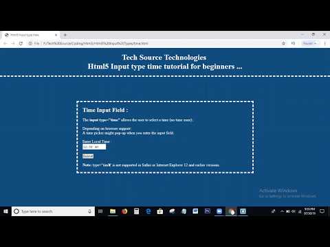 Input type time in Html5 | Html5 Input types | Input type = "time"