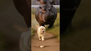 "Hippo vs White Kitten: The Most Unexpected Chase Ever!" 🦛🐱💨