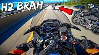 GIXXER BRAH CALLED ME OUT TO RACE | NINJA H2 vs M1000RR