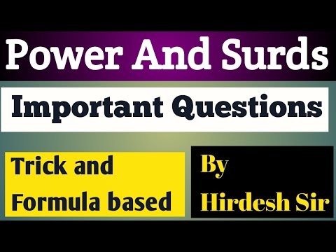 Power And Surds घातांक बाले questions