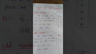 Even and Odd numbers  class 3 to 5 students