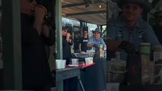 Making Roadhouse BBQ & beats at #Stagecoach #ClintBlack #GuyFieri #Diplo #bbq #harmonica