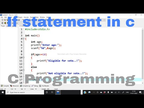 C Language Tutorial :- 1 If statement || Example of conditional statement if in c  #CProgramming