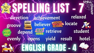 English Grade 4 Spelling List 7