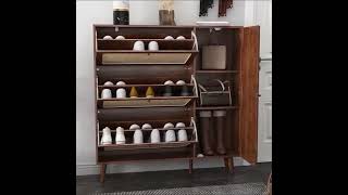 Large Capacity Rattan Shoe Cabinet with 3 Flip Drawers ✨ |GIRATREE #cabinet #decor #rattanfurniture