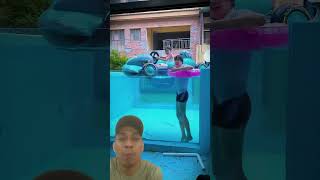 Swimming in the glass pool