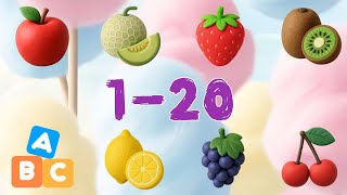 🍇Count with Fruits! 🍎 1 to 20 Numbers Song for Kids 🍓🍌