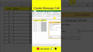 Create Cell Massage in excel