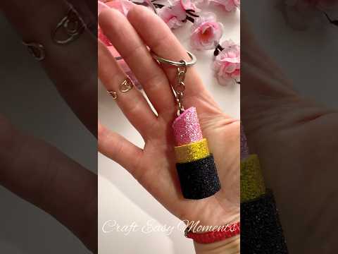 DIY cute easy to make keychain 💄 #diy #handmade #diyideas #craft #crafteasymoments #easy #gift