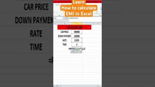 Calculate EMI in Excel #shorts #ytshorts #ytshort #excel #exceltips #Globalcomputer