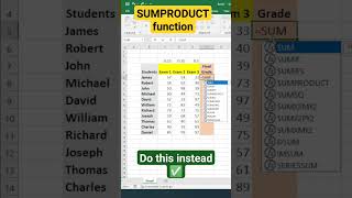 SUMPRODUCT Function In Excel #shorts #excel #msexcel