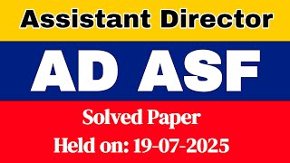Today AD ASF Solved Paper held on 19-07-2025 | Today Fpsc ASF Solved Paper | Fpsc