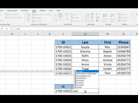 Example of lookup function (find a name of student by his id)