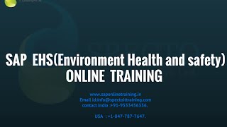 sap ehs online training | spectotraining