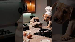what's better that ONE Puppy Chef? TWO doggies trying to cook!  #dogchef #puppy