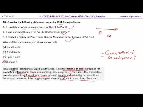 IBSA Dialogue Forum |The World Investment Report| UPSC Questions | Current Affairs | Prelims 2020