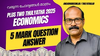Plus Two Thulyatha ECONOMICS LIVE Class 2025 | +2 Thulyatha FIVE MARK Question Answer #econlab #2025