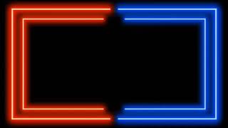 ORANGE AND BLUE Neon Light Rectangle Frame | Glow Border | LOOP | Black Screen | VFX | Template
