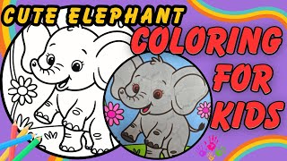 Coloring a Baby Elephant 🐘 | Fun Kids Songs + Learn Colors & Numbers