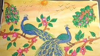 🦚🦚🎨🖌️Peacock Beautiful 🎨 #youtubevideos#painting #artwork #artvideos #subscribepeacockpaintingviral 