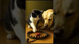 Will It Press the Trap? 🐱 A Suspenseful Pet Moment #catdanger #snaptrap #shortclip