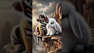 Brave Rabbit Saves a Tiger from the Mountain Top | Unlikely Friendship #RabbitHero #TigerRescue #ai